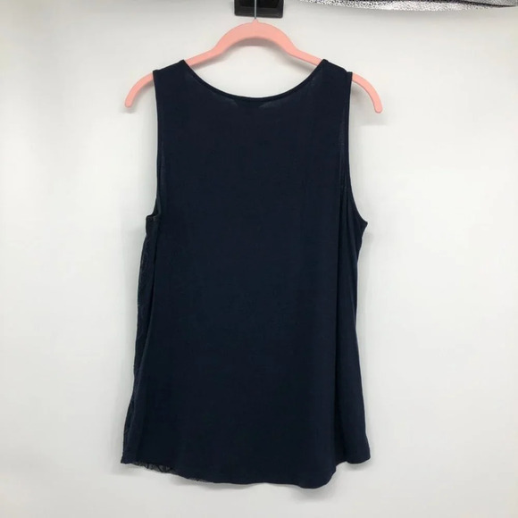 RW&Co Navy Sleeveless Beaded Mesh Detail Tank Top size M - Picture 11 of 15